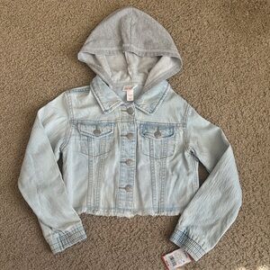 Cat & Jack Light Blue Denim Jacket with Gray Hood